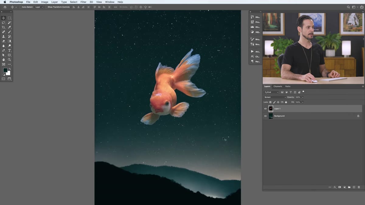 Stars visible through the fish body after applying Screen mode