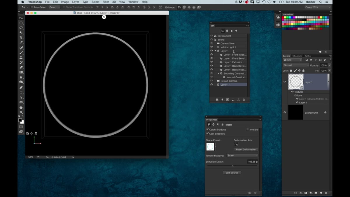 Multiple instanced ring objects arranged in globe formation