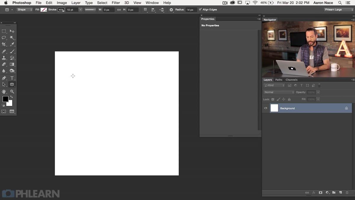 Rounded Rectangle tool selected in toolbar, shape drawn on canvas