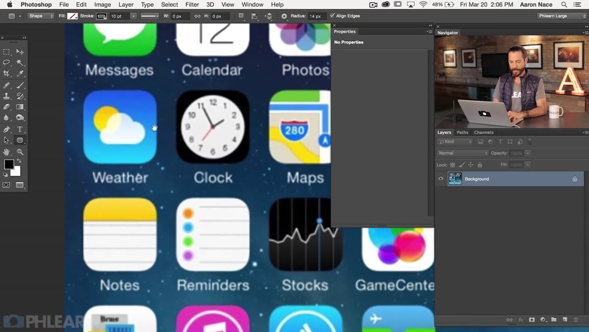 Logo layer selected, alignment buttons highlighted in top toolbar