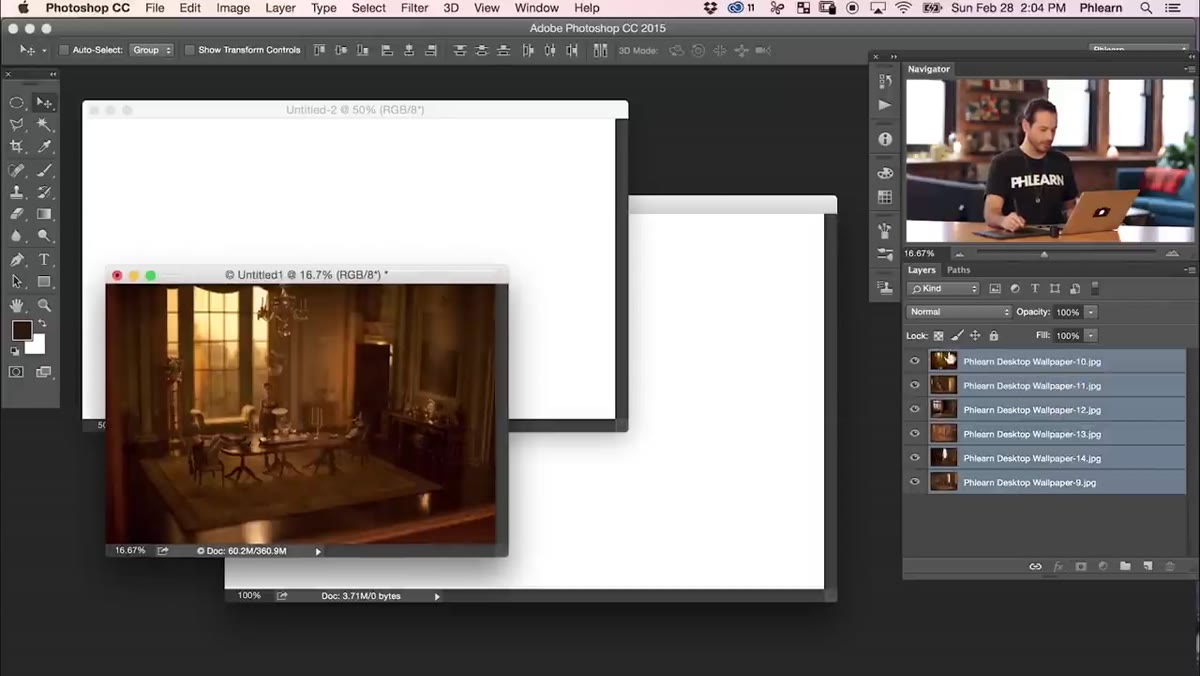Layers panel showing multiple image layers shift-selected