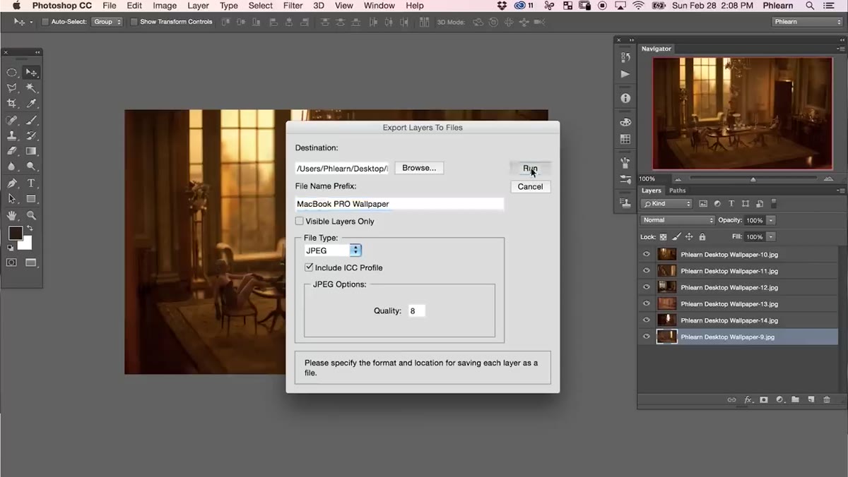 Export layers as files option referenced in tutorial intro