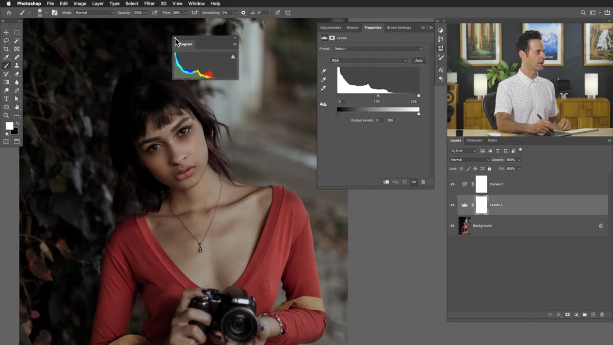 Clicking black point eyedropper on a dark area of the image