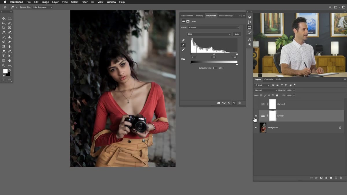 Before and after toggle showing image with corrections applied