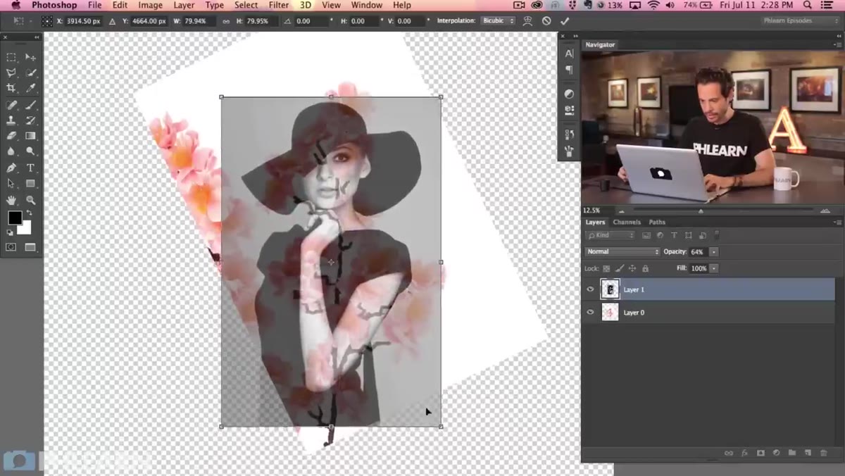 Blending mode dropdown on flower layer