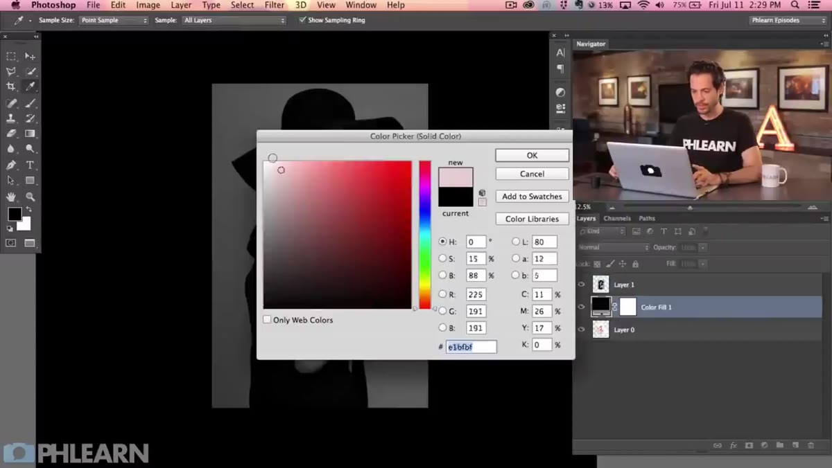 Layer mask being painted to control blend areas