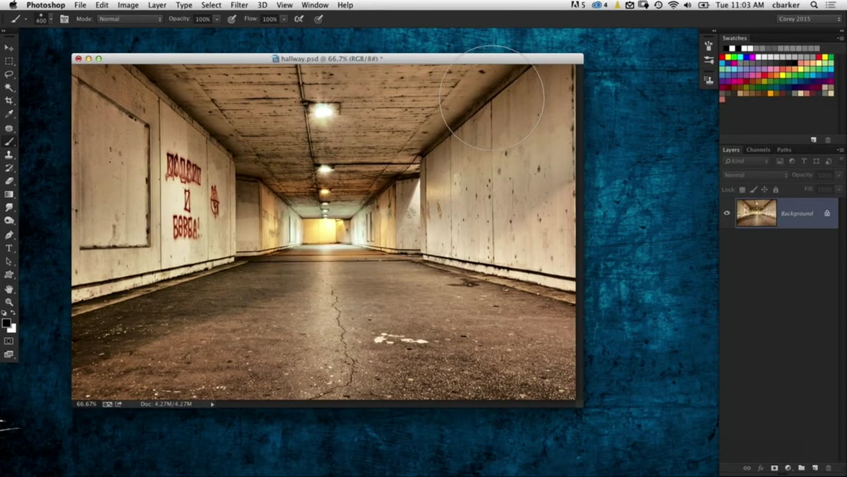 Vanishing Point filter selected from the Filter menu