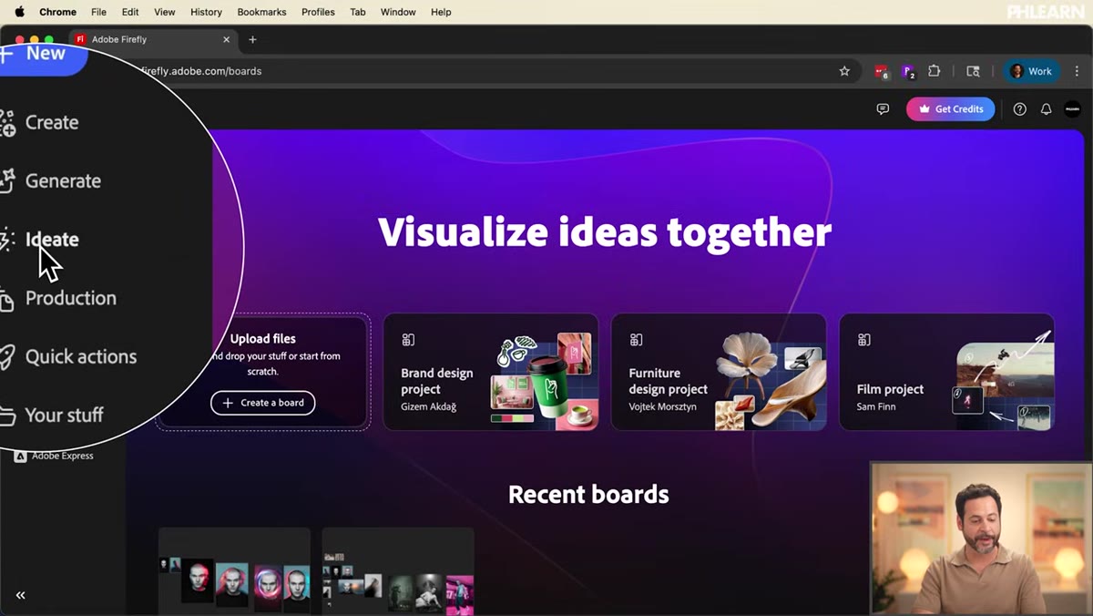 Firefly Boards interface with ID8 panel on left side