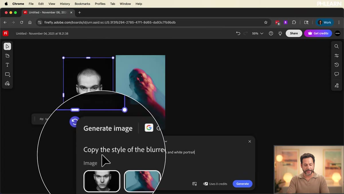 Prompt field filled in with style transfer instruction
