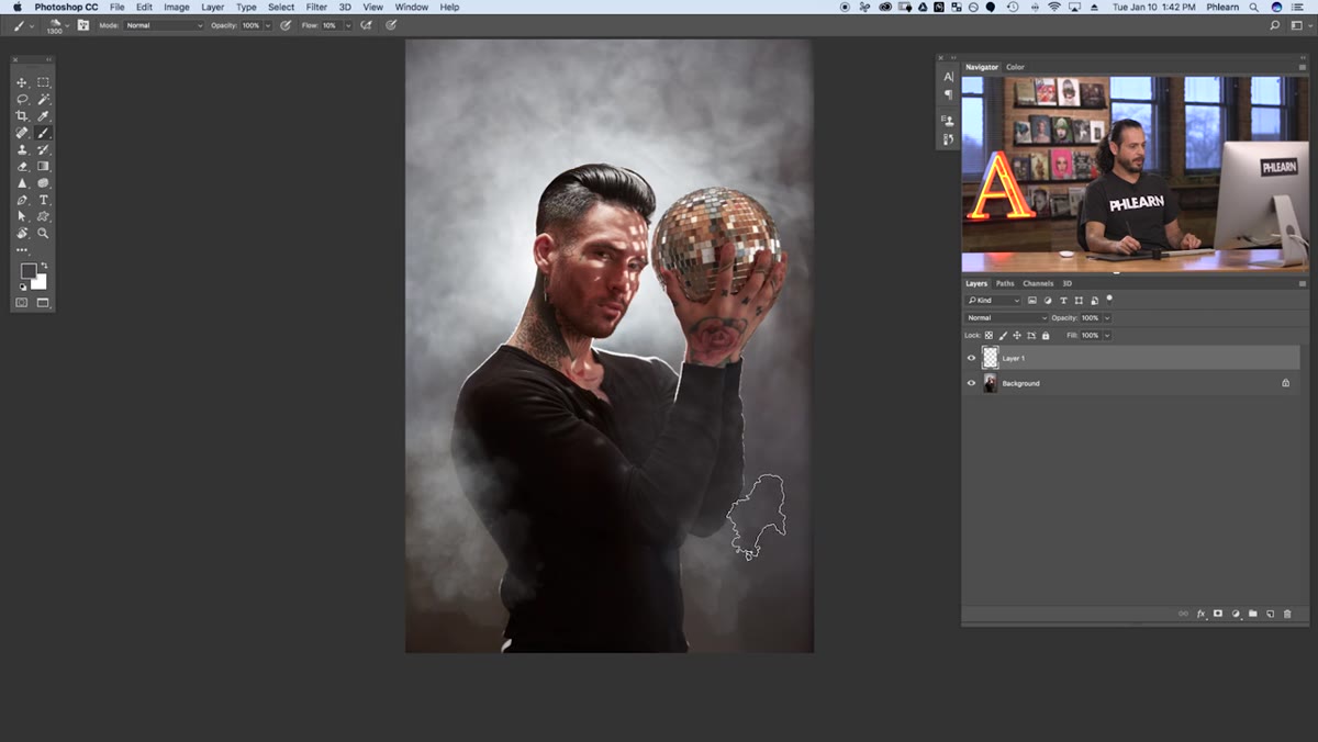 Same fog brush being used at an angle to simulate light rays