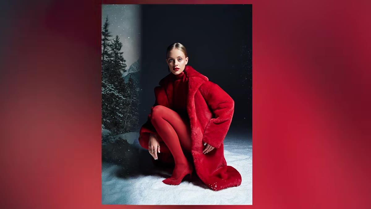 Studio subject placed into winter wonderland background