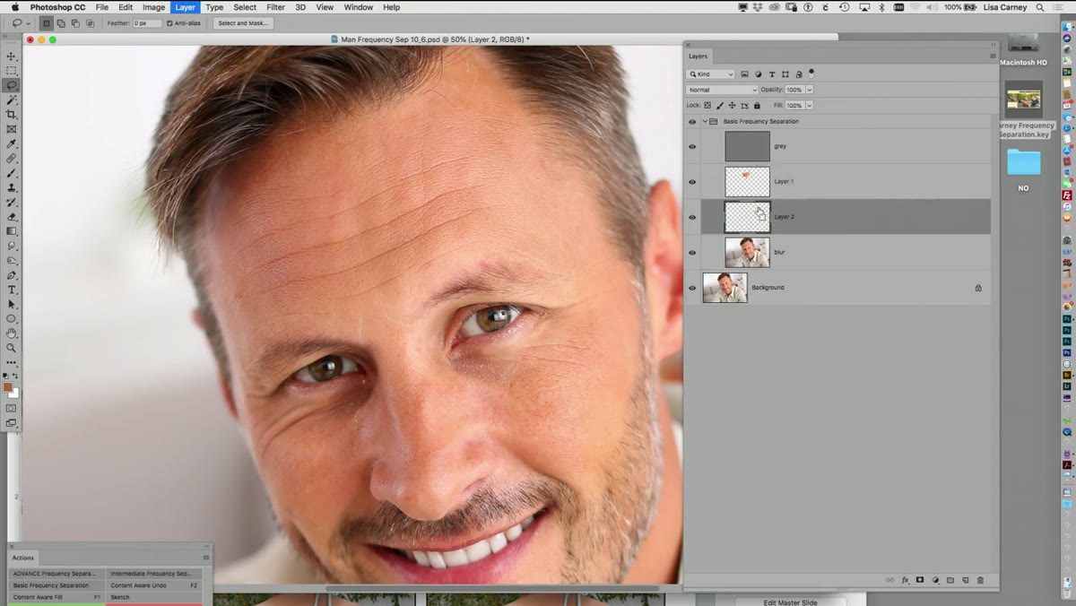Second selection being made with the lasso tool on a different area