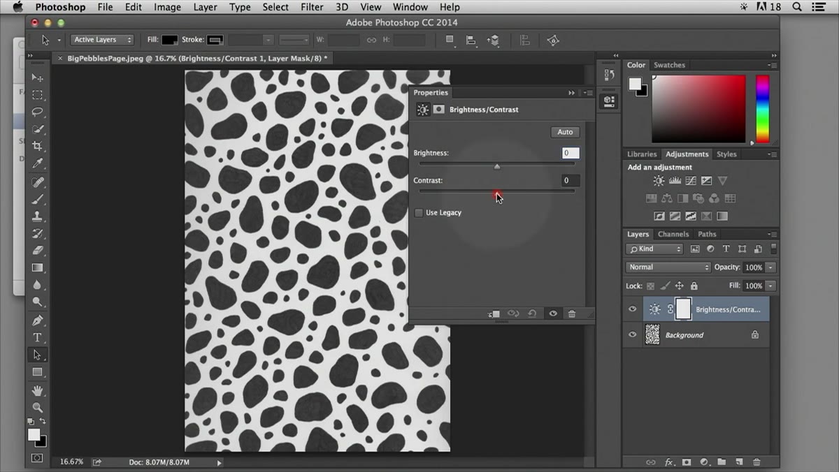 Brightness/Contrast sliders with contrast pushed to maximum