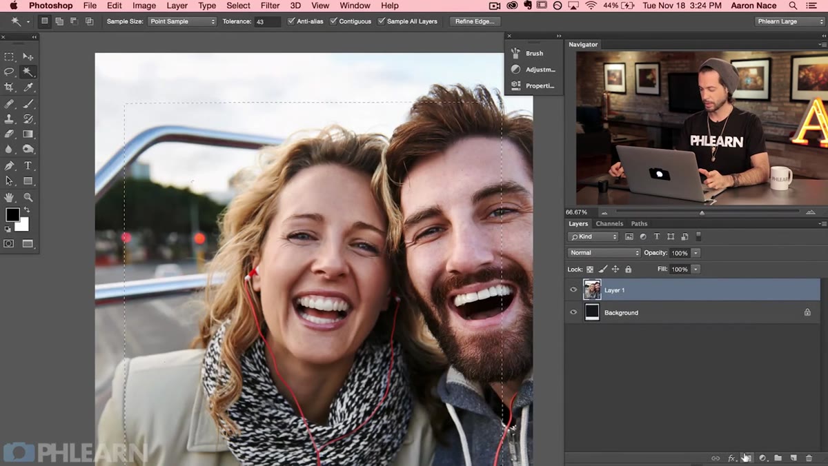 Layer mask applied to portrait layer in Layers panel