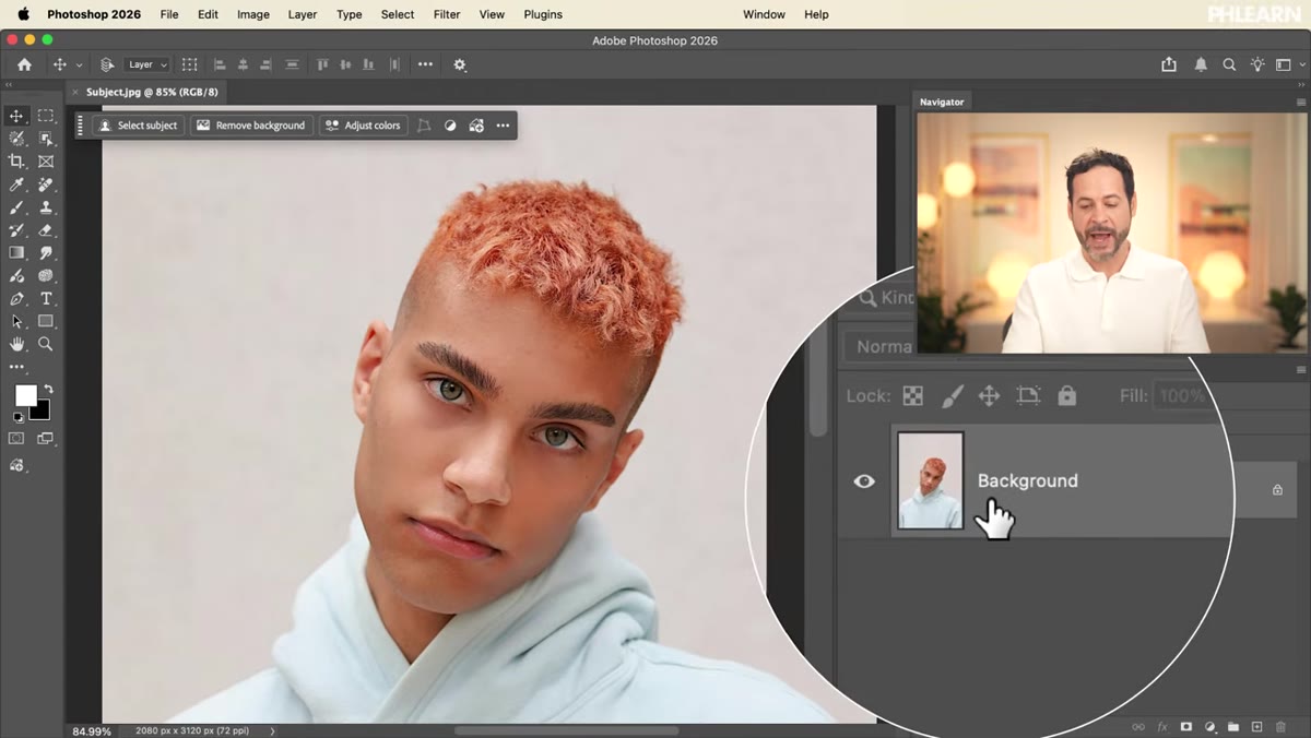 Clicking Remove Background on the subject layer