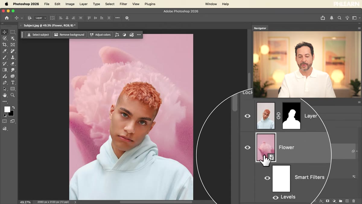 Filter menu open showing Blur Gallery and Path Blur option