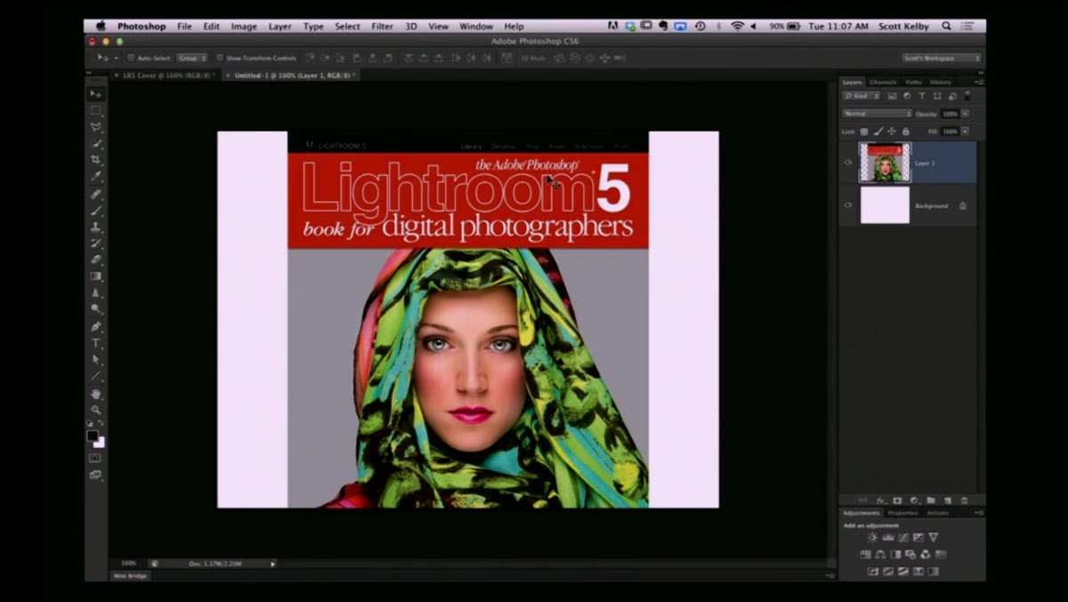 Using Free Transform to resize the pasted cover layer