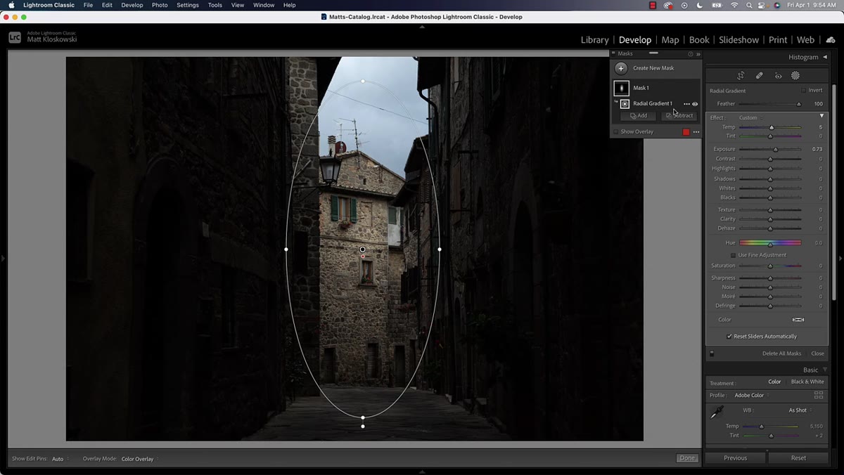 Subtract sky option removing sky from radial gradient mask