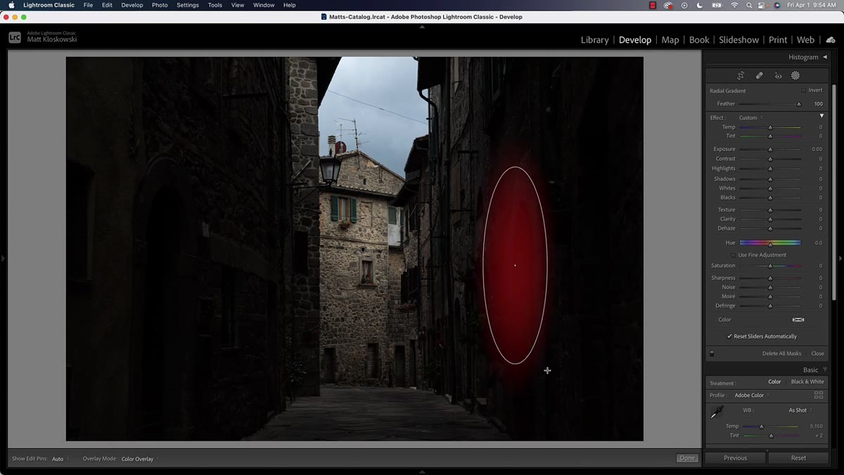 New mask being created for additional radial gradient