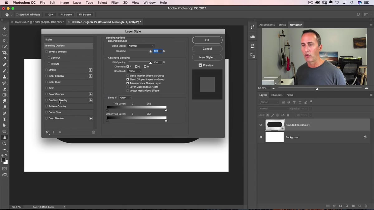 Gradient Overlay option selected in Layer Style panel