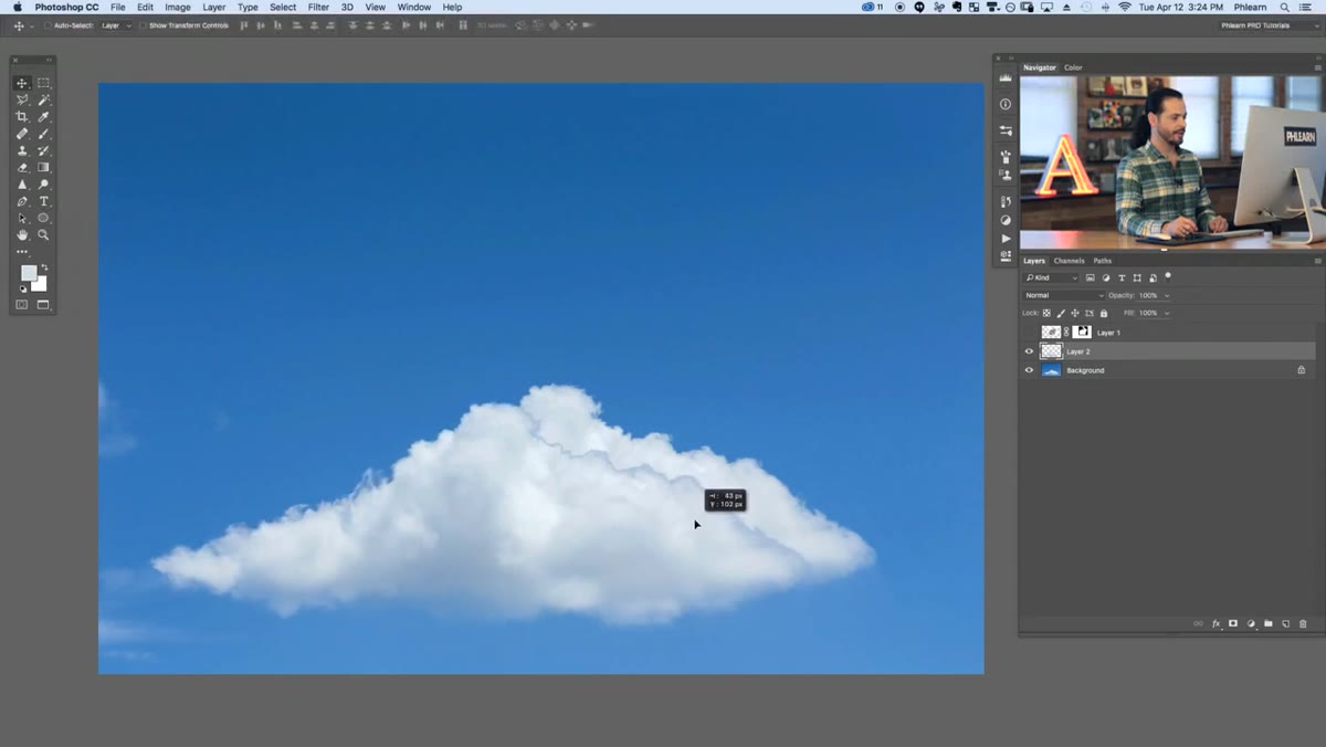Blend mode dropdown set to Lighten on cloud layer