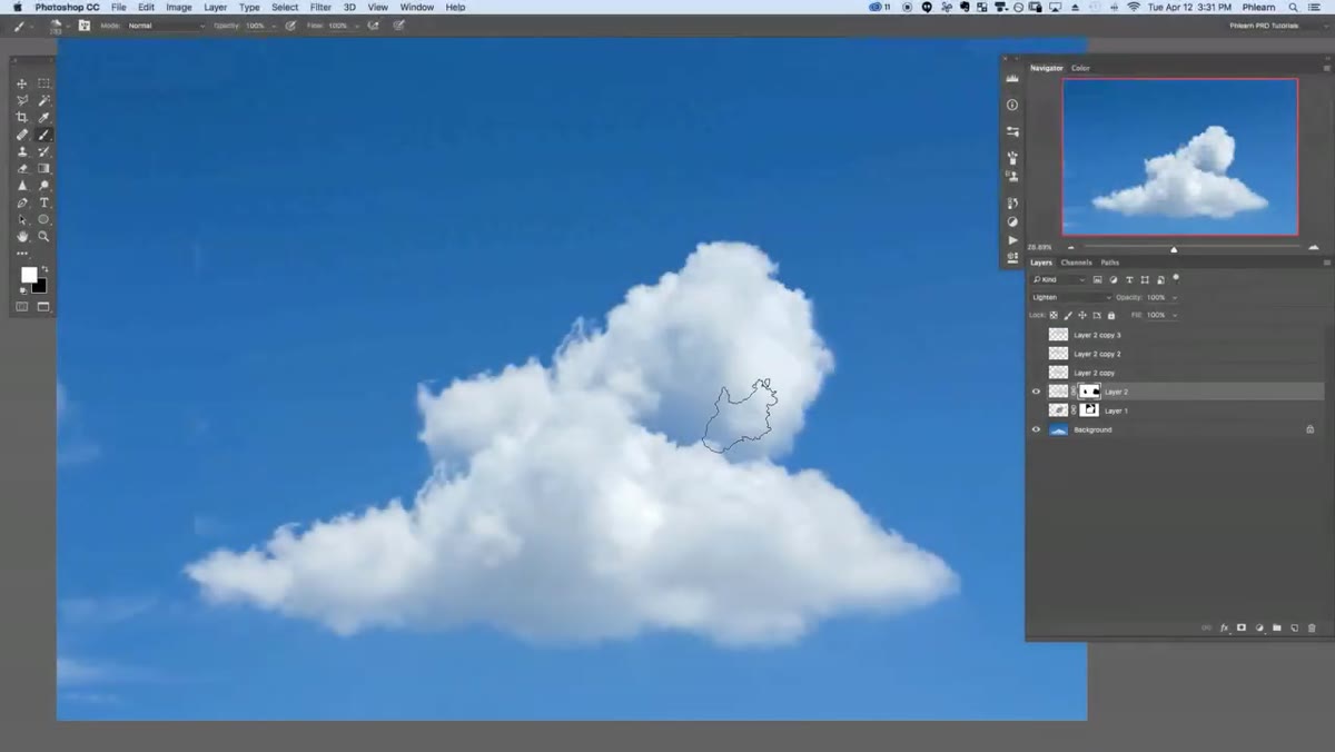 Cloud brush painting edges of bunny cloud shape