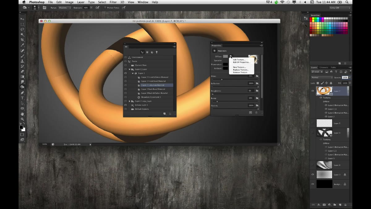 Diffuse setting with folder icon in Properties panel