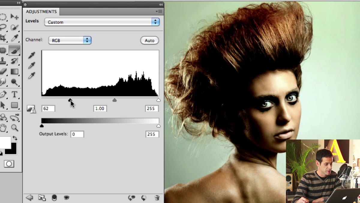 Curves adjustment layer open showing diagonal line graph