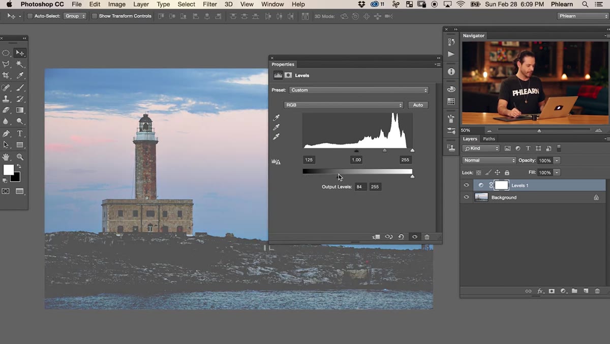 Output black point slider being dragged to the right