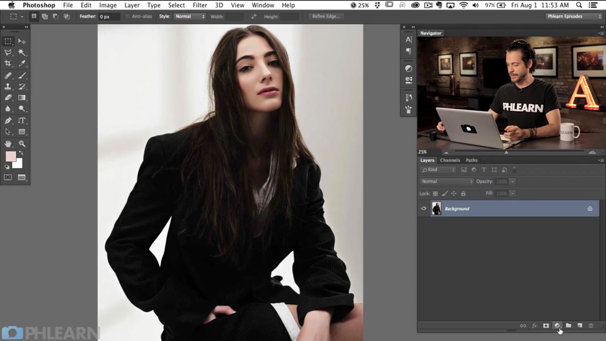Adjustment layers being added above the portrait layer