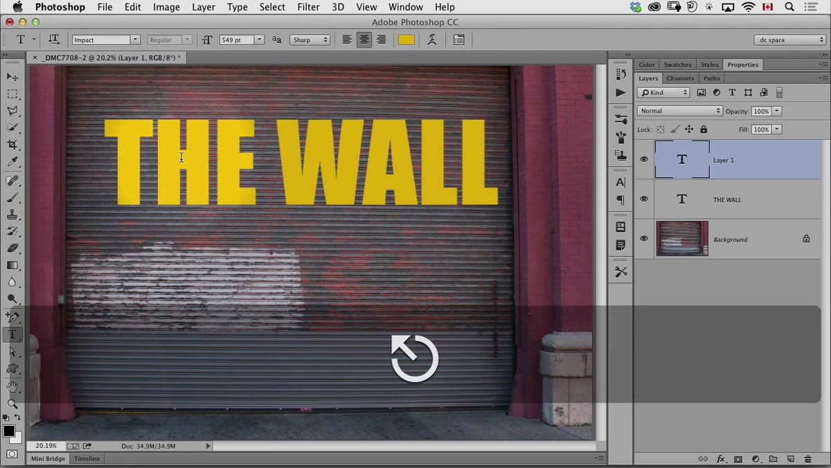 Layers panel showing text layer with blend mode dropdown open