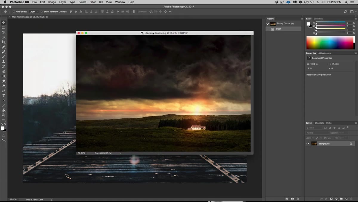 Stormy cloud layer dragged onto base photo document