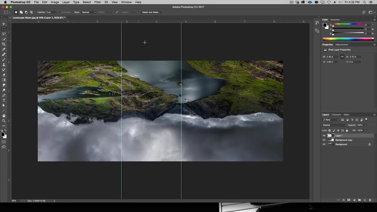 Before and after comparison of water reflection enhancement