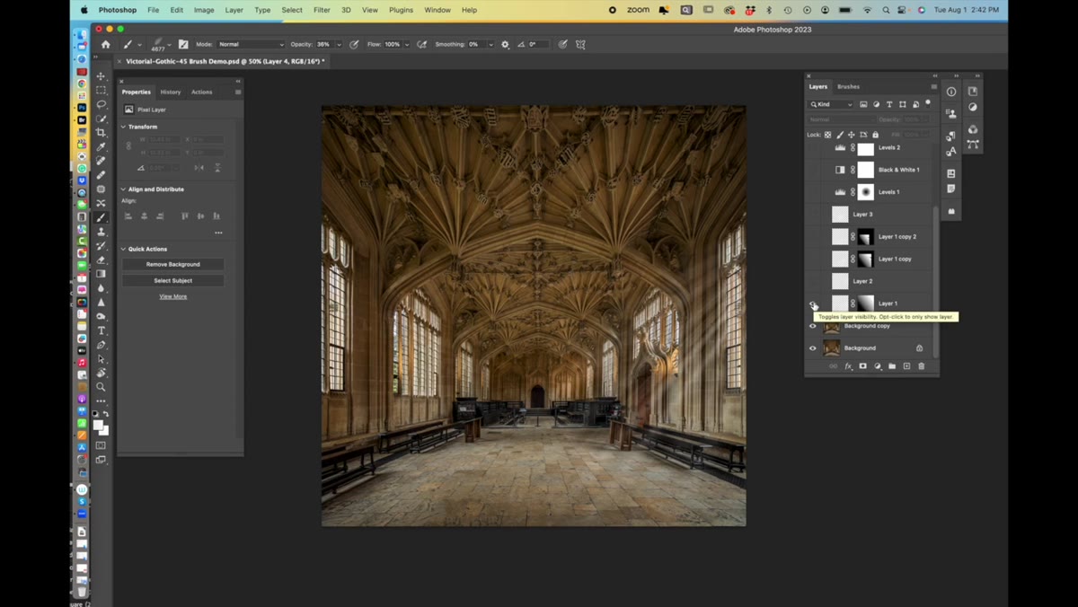 White brush strokes painted on separate layer simulating window light rays