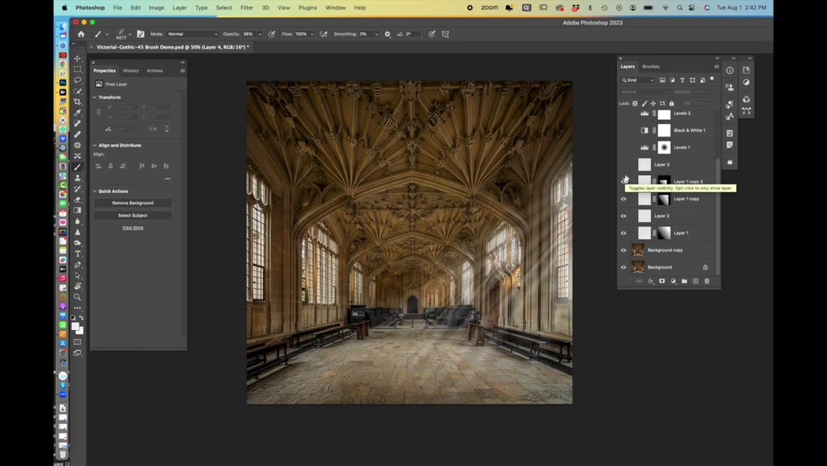Soft haze brush applied to background area, separate glow layer visible