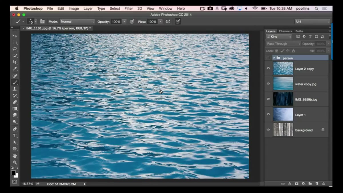Brush tool selected in toolbar, options bar visible at top