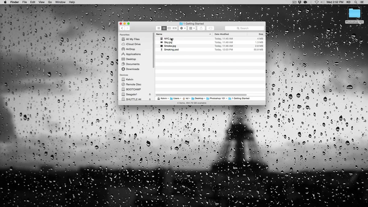Opening the NYC JPEG background file in Photoshop