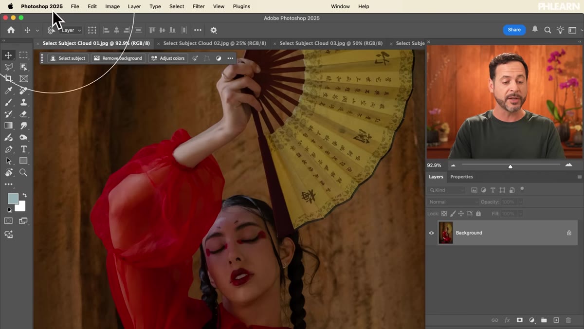 Photoshop Preferences menu open, Image Processing section visible