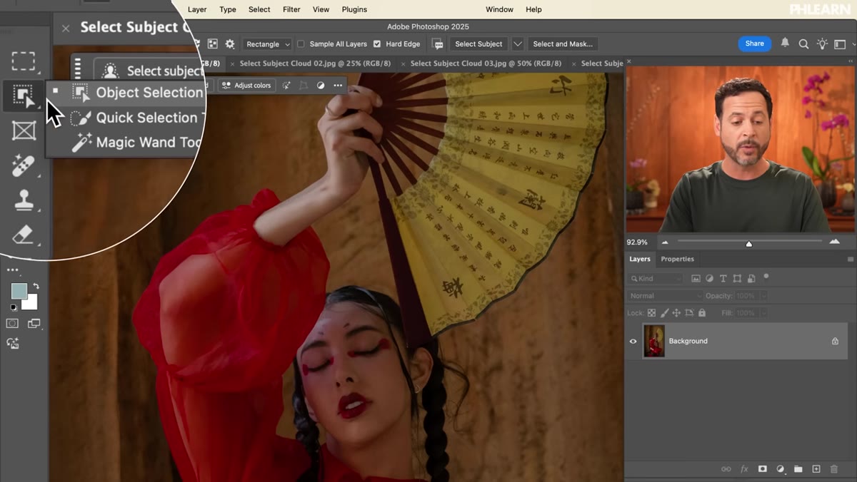 Object Selection Tool selected in Photoshop toolbar