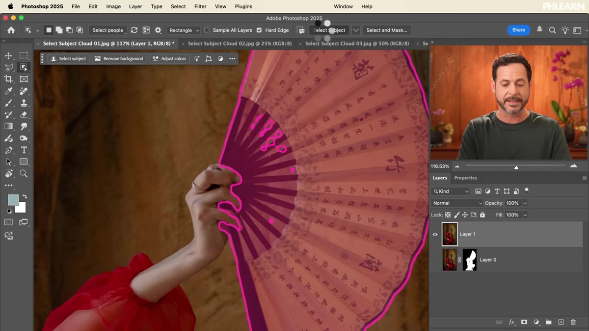 Cloud-processed selection shown with hair and edge detail