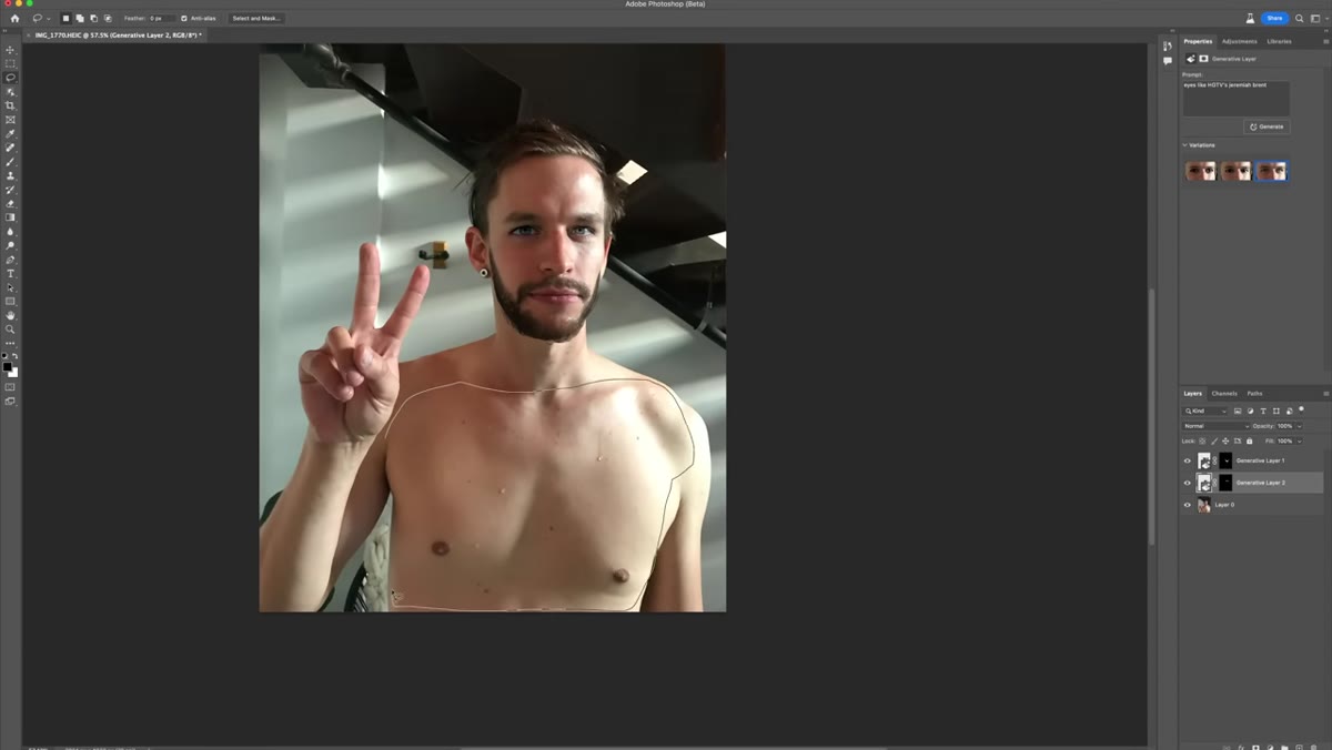 New generated content appearing in portrait, blended into image