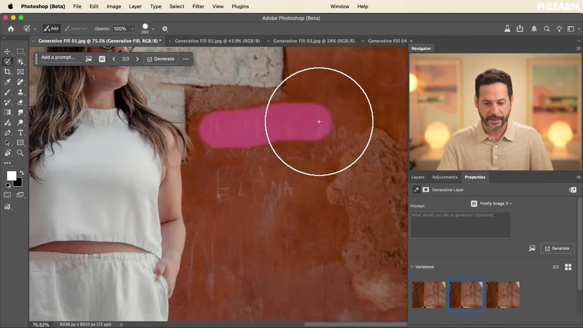 Zoomed in view with additional graffiti selected using Selection Brush