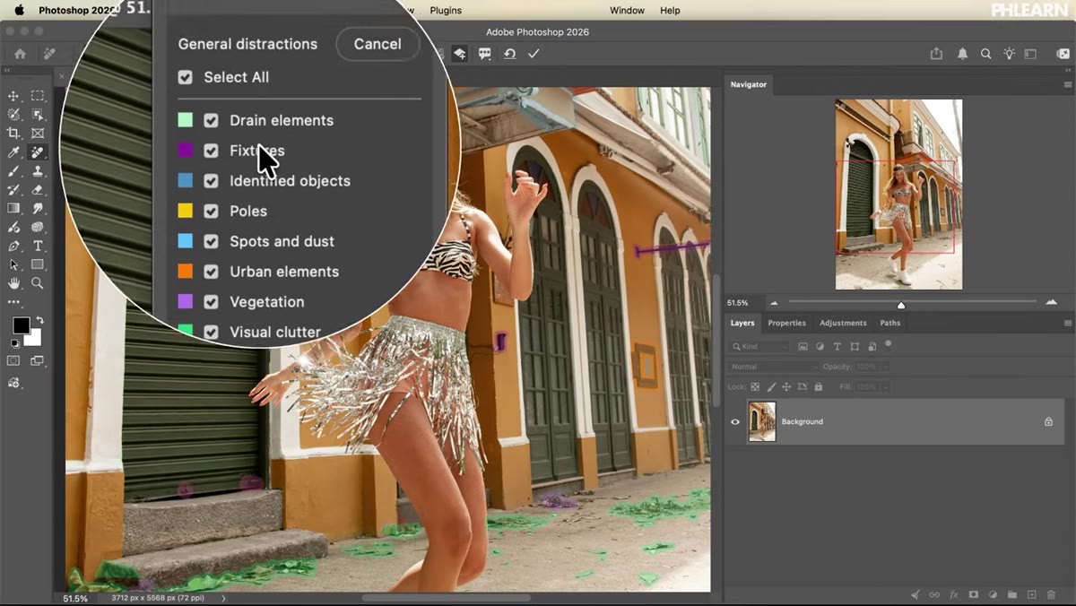 Remove Tool selected in Photoshop toolbar
