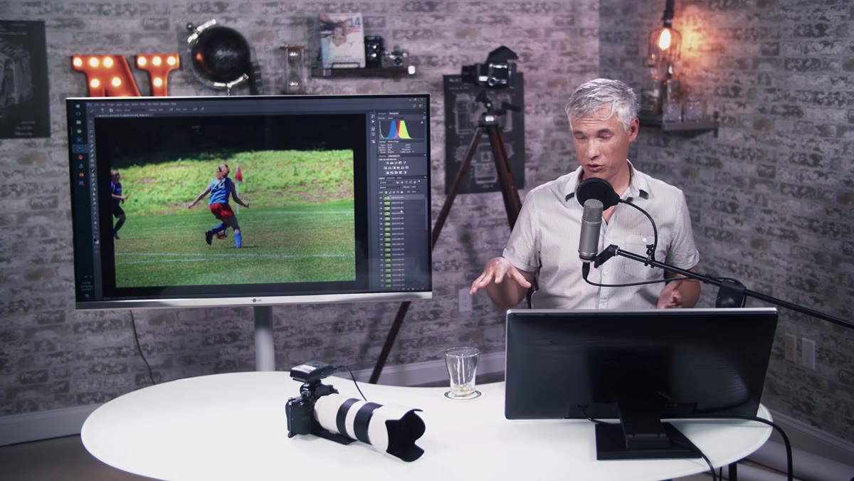 Photoshop layers panel with stacked action frames visible