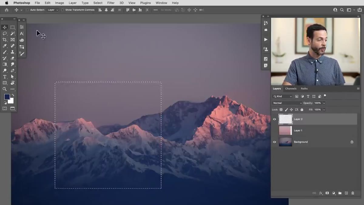 Adding a second selection region using Shift key