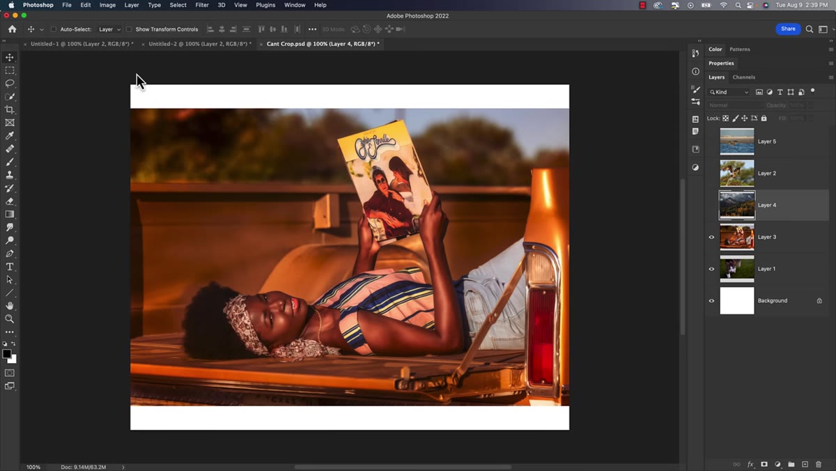 An 11x14 inch blank Photoshop document with pasted photo