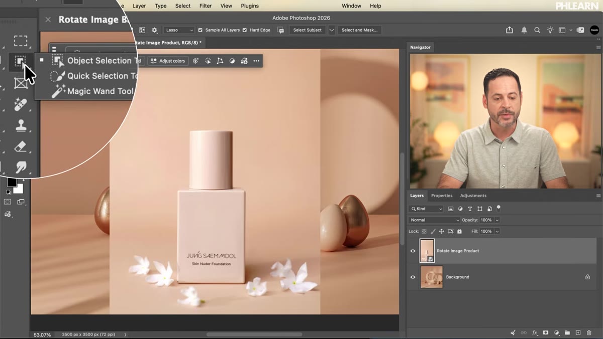 Product isolated on its own transparent layer