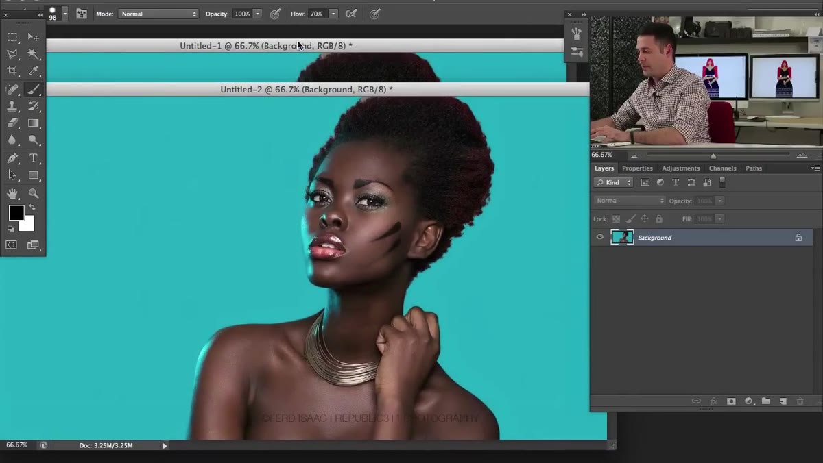 Image menu open with Mode submenu showing LAB Color option