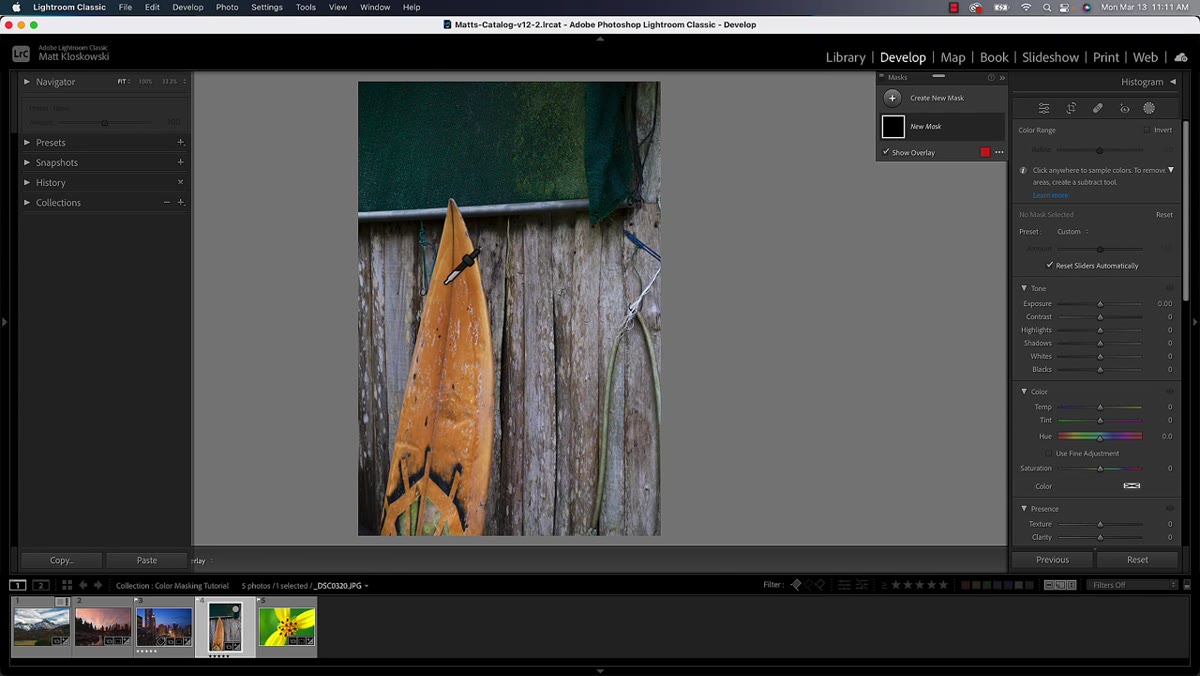 Clicking the surfboard selects the yellow tones with a red overlay