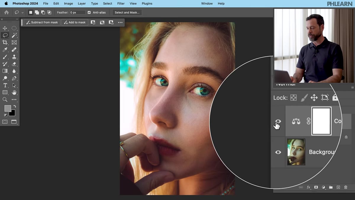 Eyeball icon toggled off and on in the Layers panel